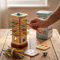 Juego de equilibrio de madera con palitos, torre de bolas que caen, desafío de dados, juego de mesa educativo para niños y familia