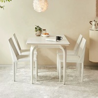 Zayshine Table rectangulaire en bois massif blanc de luxe de style nordique avec pieds de table en bois massif et plateau en pierre frittée marbrée, mobilier de restaurant