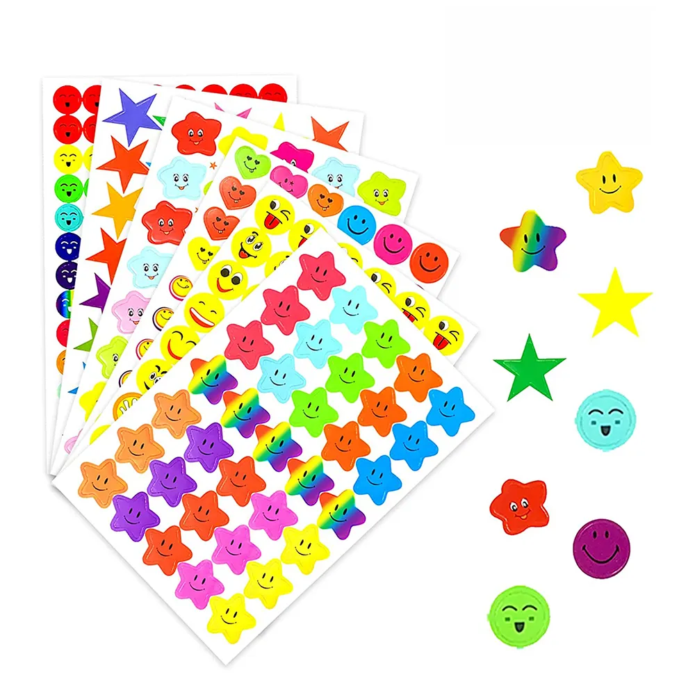 Etichette a stella personalizzate di alta qualità adesivi colorati adesivi autoadesivi per ricompensa scolastica adesivi a forma di stella