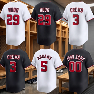 Camiseta de béisbol personalizada para hombre, blanca, negra, roja, con estampado de números del equipo, jersey de manga corta, ropa transpirable de poliéster - Product Image 4