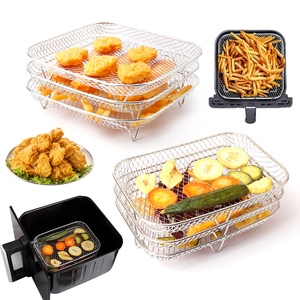 Accessoires pour friteuse à air chaud, compatibles avec les aliments : grille en acier inoxydable, panier de friture, plaque de cuisson avec poignée de transport, ustensiles de cuisine, lavable au lave-vaisselle - Product Image 2
