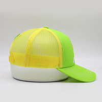 BSCI B-gorras de malla de neón personalizadas, 5 paneles UAE, 180, color verde lima, piña, espuma