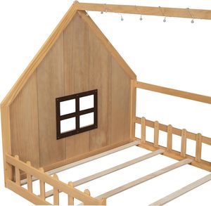 Montessori Huis Vloer <span class=keywords><strong>Bed</strong></span> Custom Hout Kinderen Trapbed Nieuwe Aankomst Grote Verlichte Enfant Slaapkamer Of Hotel Meubilair - Product Image 6