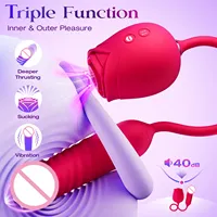 Doppelseitiger Rosen-G-Punkt- & Klitoris-Nippel-Vibrator mit 10 Geschwindigkeiten, Analstimulation, USB-wiederaufladbar, wasserdicht für Frauen & Paare