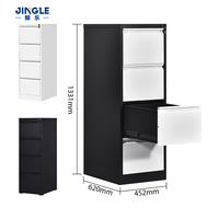 Armoire de bureau industrielle en acier à 4 tiroirs avec tiroirs suspendus, noire, facile à assembler, pour cuisine, salle de sport, hôtel