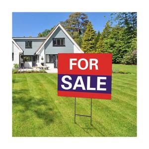 Panneaux de signalisation Sinocoroplast 24'' x 18'' double face pour maisons à vendre, flèches directionnelles immobilières, piquets de signalisation de jardin en PP découpé - Product Image 1