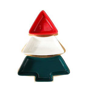 <span class=keywords><strong>Assiette</strong></span> de collation d'arbre de Noël en céramique nordique avec motif végétal plateau de salon créatif pour la maison caractéristique jetable pour les fêtes - Product Image 5