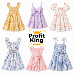 Vestido de Verano para Niñas, Color Sólido, Versátil, para Uso Diario, Envío de Paquete Mixto Aleatorio - Product Image 1