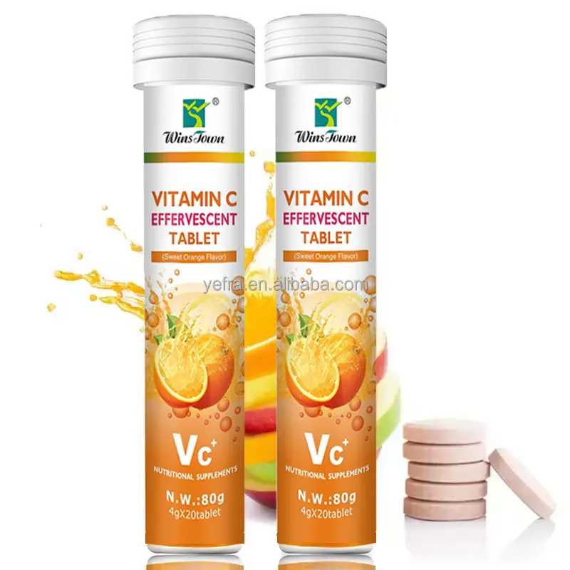 Tableta efervescente de vitamina C, sabor naranja, potenciador del sistema inmunológico, refuerzo antioxidante, energía, piel saludable, tabletas efervescentes