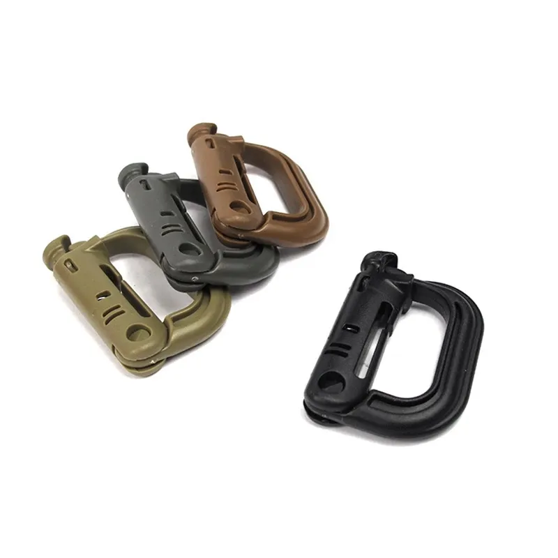 Outdoor D type Safety Locking Buckle Molle Webbing Connect Hanging Hook Quick Release Carabiner with Lock