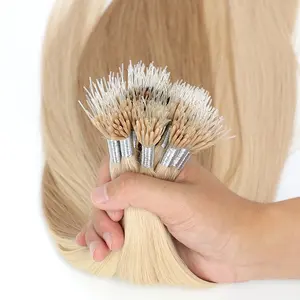 Extensiones de cabello con punta de plástico Nano de queratina dibujada doble Remy humano de Grado Superior 100% para mujer