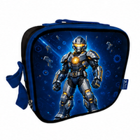 Ensemble de 3 sacs d'école à roulettes personnalisés pour garçons, thème Mech Armor bleu, sac à dos roulant pour étudiant, sac à déjeuner, trousse à crayons