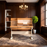 Bureau pour enfants ergonomique moderne en bois de hêtre, réglable en hauteur |   Étagère de rangement de bureau inclinable multi-angles avec grand tiroir pour la maison et le bureau