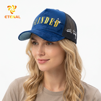 Casquette Trucker en Velours et Maille à 5 Panneaux avec Logo Brodé Personnalisé 2024, Style Hip Hop Y2K de Haute Qualité pour la Plage, Fabriquée en Tissu Jersey