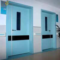 Porte de salle blanche moderne robuste en acier inoxydable à double battant inégal pour salles d'opération hospitalières