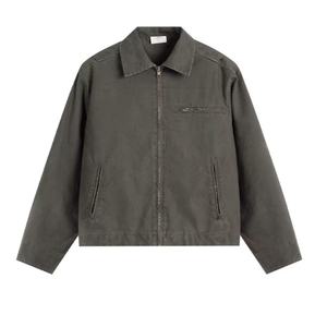 Veste de travail décontractée en toile avec logo personnalisé pour hommes, col ouvert, fermeture éclair, style ouvrier vintage, fabricant de vestes - Product Image 2