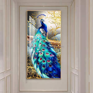 Affiches avec <span class=keywords><strong>paon</strong></span> <span class=keywords><strong>vert</strong></span> doré et Noble, 7 pièces d'impressions abstraites, décoration artistique murale, <span class=keywords><strong>peinture</strong></span> suspendue - Product Image 1