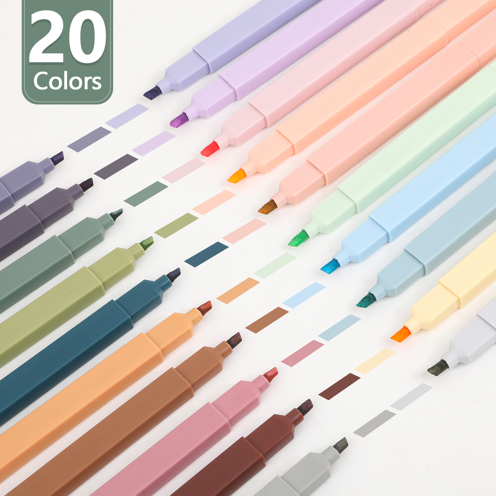 Wholesale Promotional Custom Cute Multicolor Bible Highlighter Pen 10 Pastel Earthy Colors Macaron Highlighter Pen With Custom