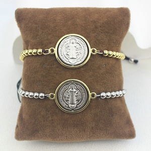 CH-LAT0409 Argent Placage <span class=keywords><strong>Religion</strong></span> Cuivre Perles Bracelet Plaqué Or Connecteur CZ Pendentif Bracelet Réglable Bijoux En Gros - Product Image 3