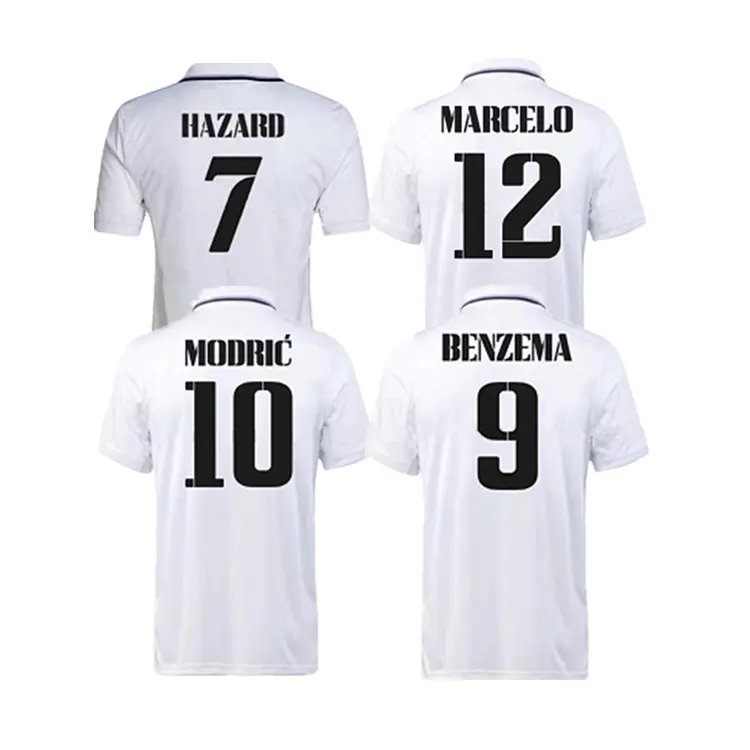 2022-2023 gerçek BENZEMA 9 # tehlike 7 MARCELO 12 # MODRIC erkekler kulübü şehir ev futbol kıyafetleri Fan çalar sürümü futbol forması gömlek