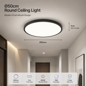 โคมไฟเพดาน LED ทรงกลมทันสมัย พร้อมรีโมทคอนโทรล ปรับความสว่างได้ วัสดุอะคริลิค ติดตั้งแบบฝัง สำหรับห้องนอน ห้องนั่งเล่น ทางเดิน ขนาด 50 ซม. 42 วัตต์ - Product Image 4