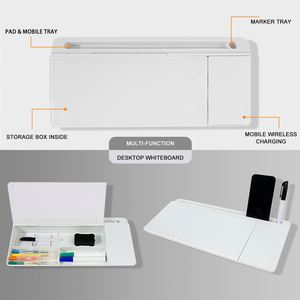 Tableau blanc de bureau effaçable à sec en verre avec clavier, chargeur sans fil et rangement pour notes – Idéal pour le bureau - Product Image 4