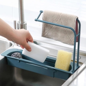 Sink Kitchen Organizer Kitchen C97 Telescopic Sink Shelf Soap Sponge Drain Rack Expandable Storage Drain Basket Kitchen Organizer Sink Drain Rack