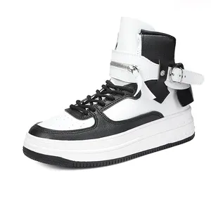 Großhandel Herren High-Top Skateboard Schuhe PU Leder Party Schuhe Atmungsaktive Leinwand Trendy Herren Freizeit schuhe Herren Schuhe