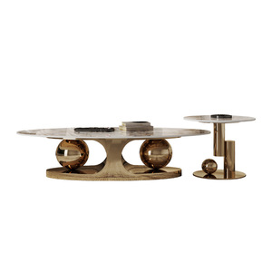 <span class=keywords><strong>Table</strong></span> <span class=keywords><strong>Basse</strong></span> Créative de Designer Luxe <span class=keywords><strong>Moderne</strong></span> Simple en Acier Inoxydable et Plateau en Roche pour Petits Espaces - Product Image 6