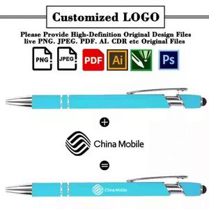 Stylet tactile et stylo bille en métal et plastique noir, avec encre noire, gravure personnalisée, pour cadeau d'entreprise, vente en gros - Product Image 2