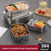 Boîte à lunch BOSAI en acier inoxydable 304 de qualité alimentaire, couvercle compatible lave-vaisselle, grande capacité, style bento moderne, conservation de la fraîcheur