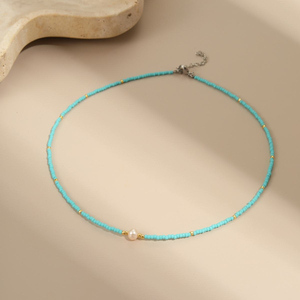 Collar de Moda con Cuentas de Imitación de Perlas Cristianas, Chapado en Oro de 18K, Acero Inoxidable, Colorido, para Mujer, para Fiestas y Uso Diario - Product Image 5