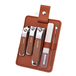 Ensemble de coupe-ongles portable en acier inoxydable avec logo personnalisable, étui en cuir créatif, <span class=keywords><strong>manucure</strong></span>, pédicure, soins personnels - Product Image 1