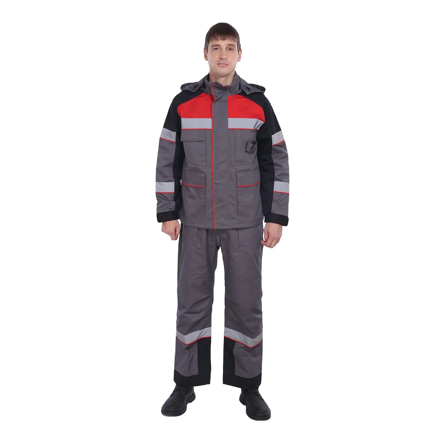 Khả năng hiển thị cao an toàn bảo vệ bông đồng phục Coverall FR đánh giá chống cháy yếm nhảy phù hợp với