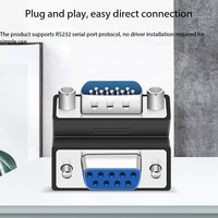Conector DB9 de 270 Grados en Ángulo Recto, Adaptador de Protocolo RS232 Macho a Hembra