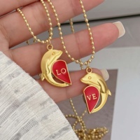 Collier pendentif série Dauphin amour Couple détachable en cuivre plaqué or 18 carats avec zircon coloré Style classique simple