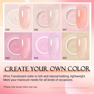 ชุดผงจุ่มสีชมพูนู้ดโปร่งแสง 6 ชิ้น - สร้างสรรค์เล็บแบบฝรั่งเศสคุณภาพระดับซาลอนด้วยเอฟเฟกต์มิลค์กี้เจลลี่ ผงจุ่มใส - Product Image 2