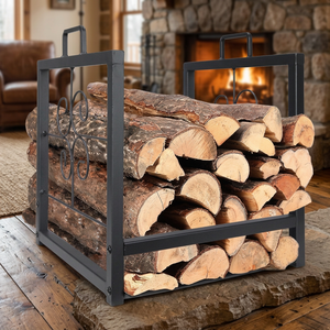 Rectangular Steel <b>Log</b> <b>Holder</b> with Powder Coated Finish for Firewood Storage Classic Style - Product Image 6