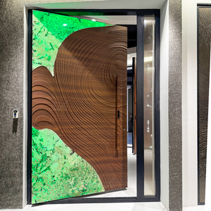 Porte d'entrée double en acier de luxe 2026 pour l'<span class=keywords><strong>extérieur</strong></span>, design moderne en bois pour maisons - Product Image 5