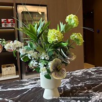 Buket Hydrangea Sutra Buatan Tangan, Rangkaian Bunga Realistis, Bunga Palsu Dekoratif untuk Ruang Tamu dan Meja Makan