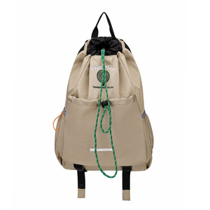 <b>Drawstring</b> <b>Backpack</b> Lightweight Unisex Outdoor Sports Hiking College Student Bag Portable Solid Color Contrasting Stitching - Product Image 3