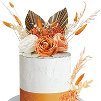 Gold Palmblätter Papier fächer Faux Rose Flower Balls Cake Topper für Geburtstags feier Dekorationen