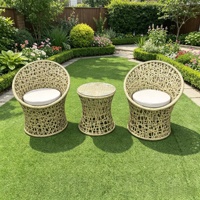 Ensemble de mobilier d'extérieur en fer et rotin, 5 pièces, table et chaises, pour jardin, cour, balcon, détente, petit coin café