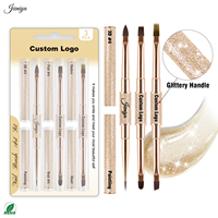 Ensemble de pinceaux à ongles double embout en nylon avec manche métallique doré brillant, idéal pour le vernis gel et le nail art – Meilleures ventes