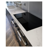 Comptoir marbre bon prix cuisine artificielle Calacatta Quartz pierre moderne entièrement poli blanc CE préfabriqué cuisine 2 ans