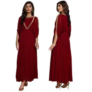 New Fashion Women's Chiffon Abaya Dubai Kaftan Breathable Fabric Long Dress Plus Size Party Gown Robe Caftan From Dubai