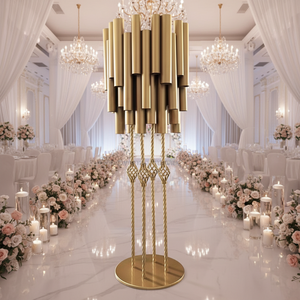 Décorations de table de mariage K53, arche dorée de 90 cm, décoration de mariage, accessoires pour dîner aux chandelles, arche métallique de mariage, support à fleurs - Product Image 1