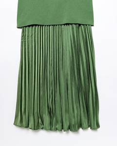 TAOP & ZA 2025 autunno nuovo temperamento moda sottile <span class=keywords><strong>in</strong></span> <span class=keywords><strong>maglia</strong></span> piccola plissettata Splicing abito lungo <span class=keywords><strong>verde</strong></span> 4192055 - Product Image 6