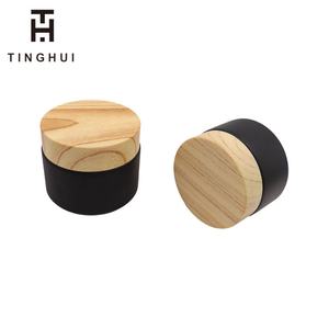 กระปุกครีมเนยบำรุงผิวแบบฝ้าสีอำพันดำ ขนาด 30 กรัม 50 กรัม 100 กรัม 50 มล. 100 มล.  กระปุกแก้วเครื่องสำอางแบบฝ้าพร้อมฝาไม้ไผ่ - Product Image 5