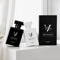 Flacon de parfum carré en gros, personnalisé, noir et blanc, vide, 50 ml, en verre, flacon de parfum de luxe avec boîte personnalisée